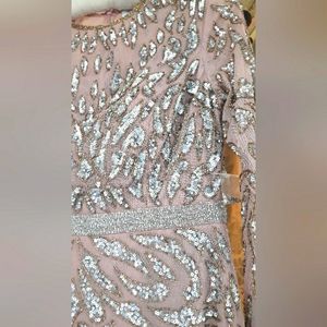 Mac Duggal Mocha Embellished Illusion Sheath Dress NWOT Size 8